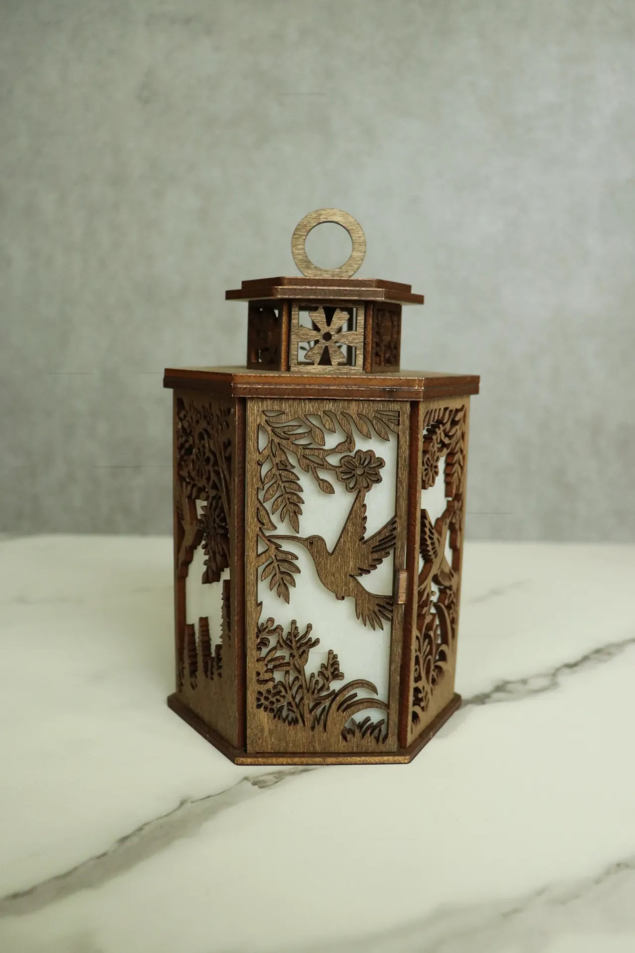 Wooden Hummingbird Lantern